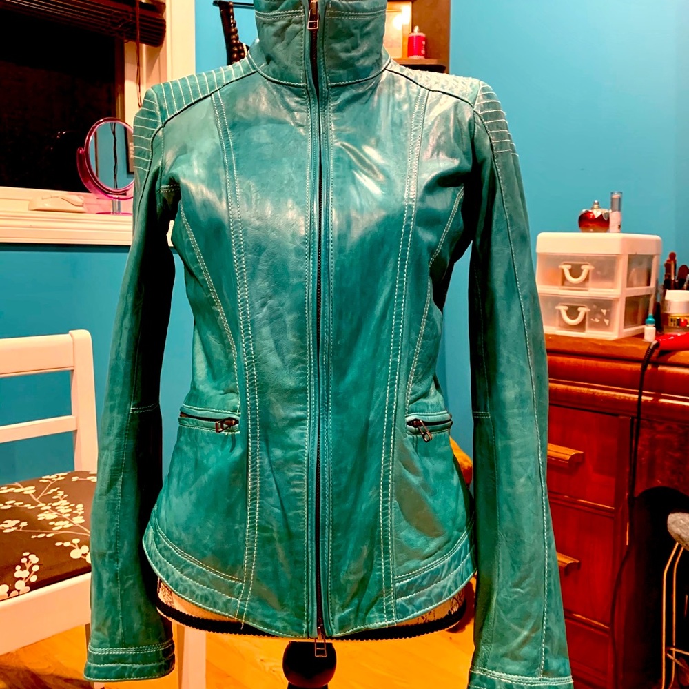 Leather Turquoise jacket